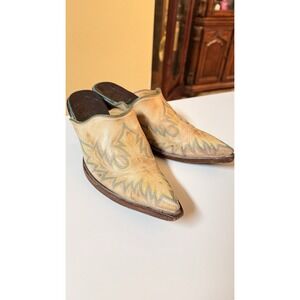 Old Gringo Western Mule Boots Tan Leather Embroidered Snip Toe Size 8